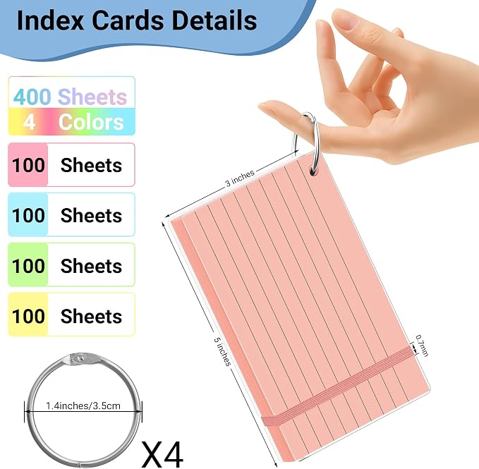 HAUTOCO 400 PCS Colored Index Cards 3x5 - Image 2