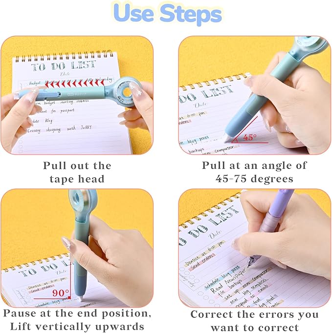Temiary 4 Pack Correction Tape Pen, 6M/256" x 0.2" White Smooth Pull Out Tape - Image 4
