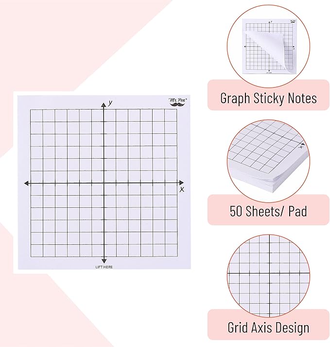Mr. Pen- Graph Sticky Notes, 3x3 Inch, 6 Pads, 50 Sheets/Pad, 300 Sheets | 6 - Image 3