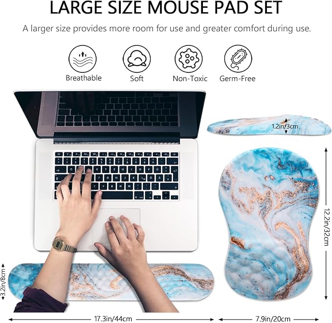 Mouse Pad Wrist Support, Laokiiy 2 in 1 Keyboard Wrist Rest+ Ergonomic Mouse Pad - Image 5