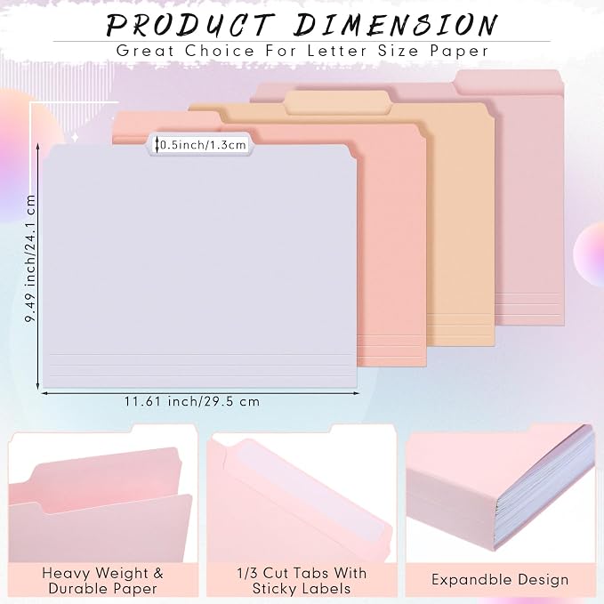 48 Pcs File Folders 9.5x11.6 Inch Manilla Folders Letter Size - Image 2