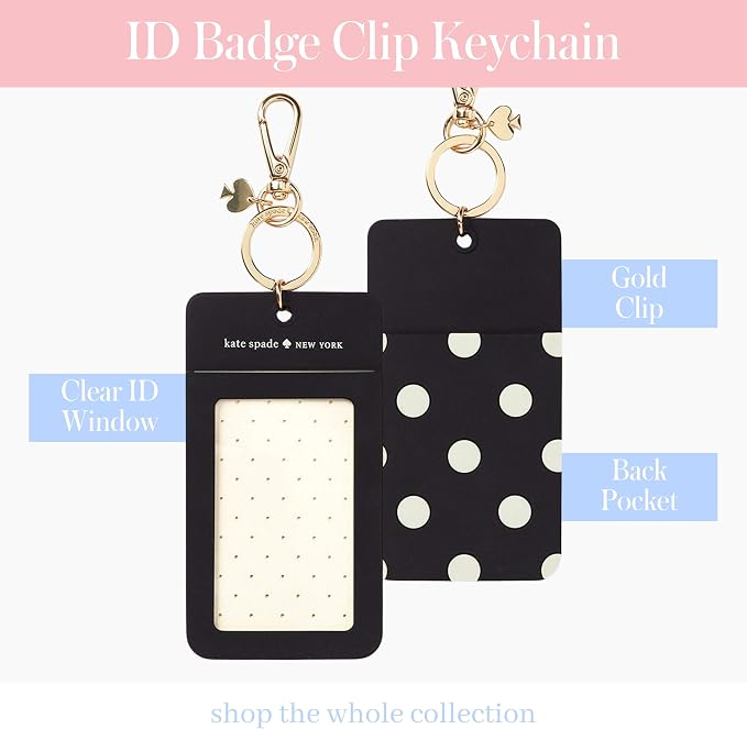 kate spade new york ID Badge Clip Key Chain, Polka Dot | Silicone Window Key - Image 3