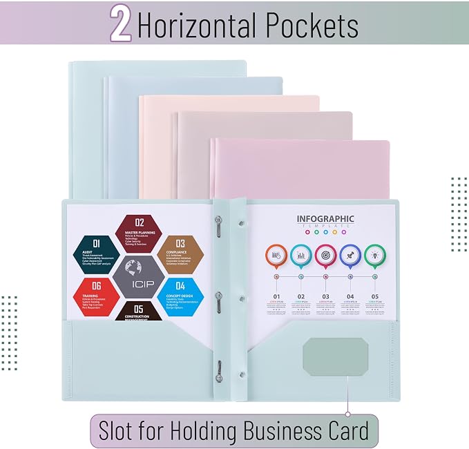 Mr. Pen- Plastic Folders with Pockets and Prongs, 10 Pack, Letter Size | - Image 3