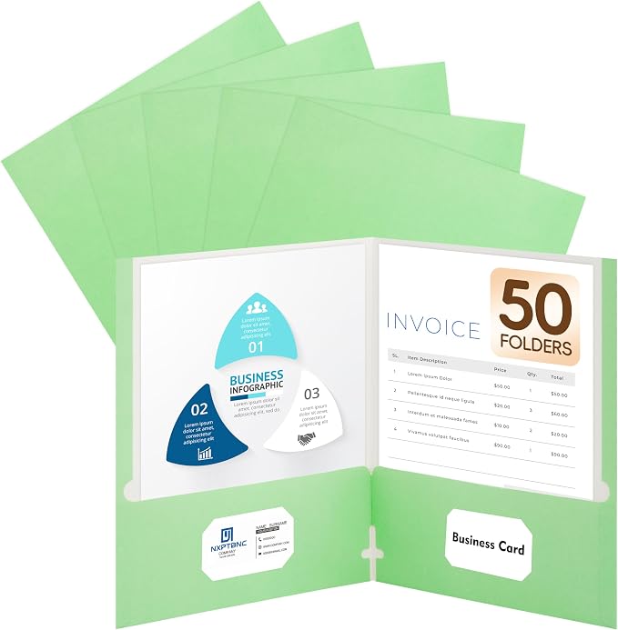 50 Packs Two Pocket Folders, Two Pocket File Folders by Unknown