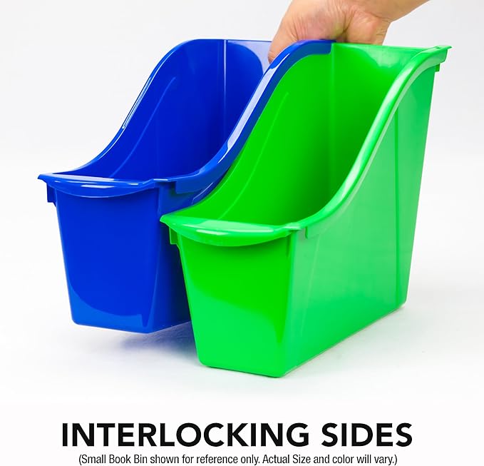 Storex Large Book Bin, Linking Storage Bin, Dry Erase Surface, 14.3 x 7 x 5.3 - Image 4