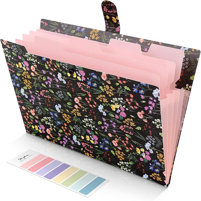 SKYDUE Accordion File Organizer, Floral Expanding File Folders by SKYDUE