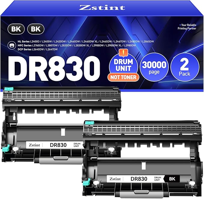 DR830 Drum Unit(Not Toner) 2-Pack Replacement for Brother DR830XL DR-830 Drum Unit use with DCP-L2640DW HL-L2460DW HL-L2405W HL-L2480DW MFC-L2820DW MFC-L2807DW MFC-L2760DW HL-L2400D HL-L2865DW Printer-DeskLoop Office