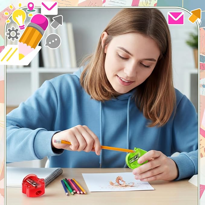 Colarr 24 Pcs Apple Shaped Pencil Sharpeners Bulk Colorful Portable Manual - Image 5