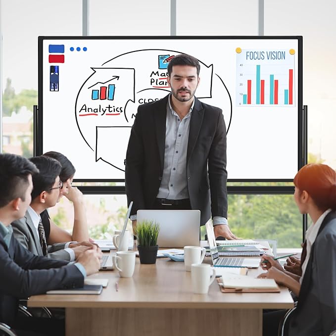 H-Qprobd Dry Erase Board with Stand 72"x40" Magnetic Mobile Whiteboard on Wheels Double-Sided Rolling Whiteboard for Office, Home & School-DeskLoop Office