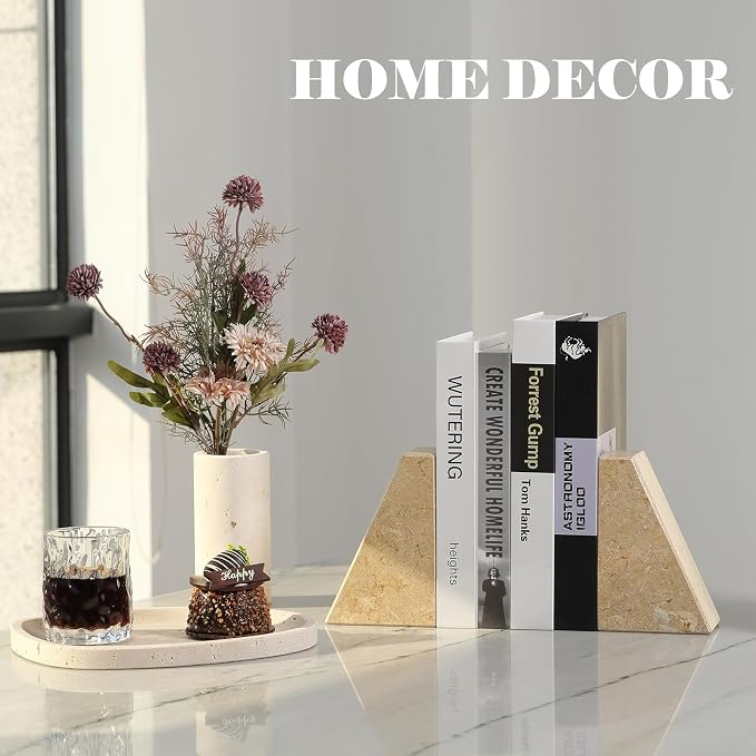 Karibiber Marble Bookend for Heavy Books, Decorative Bookends for Shelves - Image 5