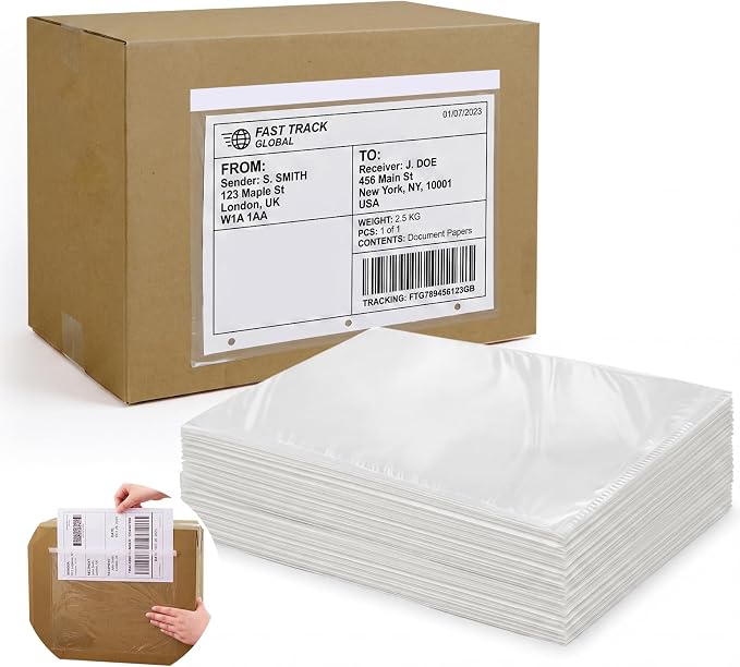 Maitys 500 Pack 9.5"x11.5" Clear Self-adhesive Shipping Label Sleeves Fit by Maitys