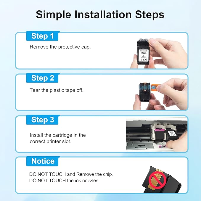63XL Black Ink Cartridge High-Yield for HP Ink 63 Replacement for HP 63 Black Ink Cartridge Works for HP OfficeJet 3830 4650 5255 5258 5200 Envy 4520 4512 4510 DeskJet 1112 2130 3630 F6U64AN (2 Pack)-DeskLoop Office
