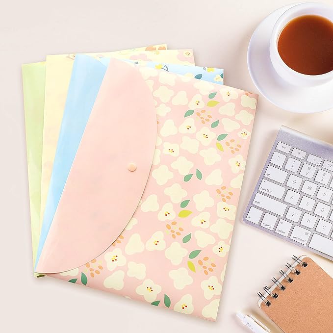 10 pcs Style Floral Printed A4 Paper Document File Folder Poly Envelopes - Image 6