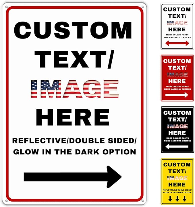 Custom Sign Left or Right Arrow, Glow in the Dark/Reflective Option, Customize by Varugood