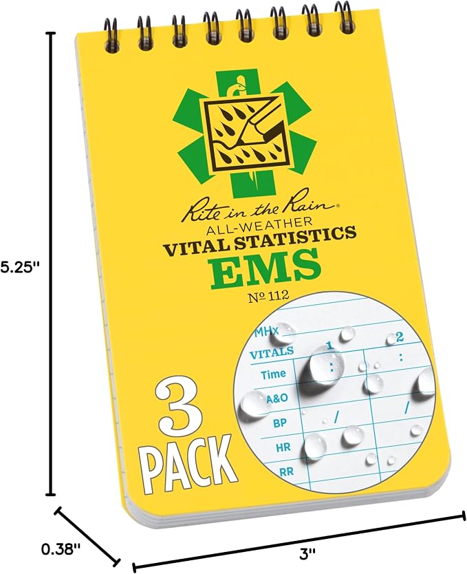Rite in the Rain Weatherproof EMS Notebook, Vital Stats Pages, 3 Pack - Image 6