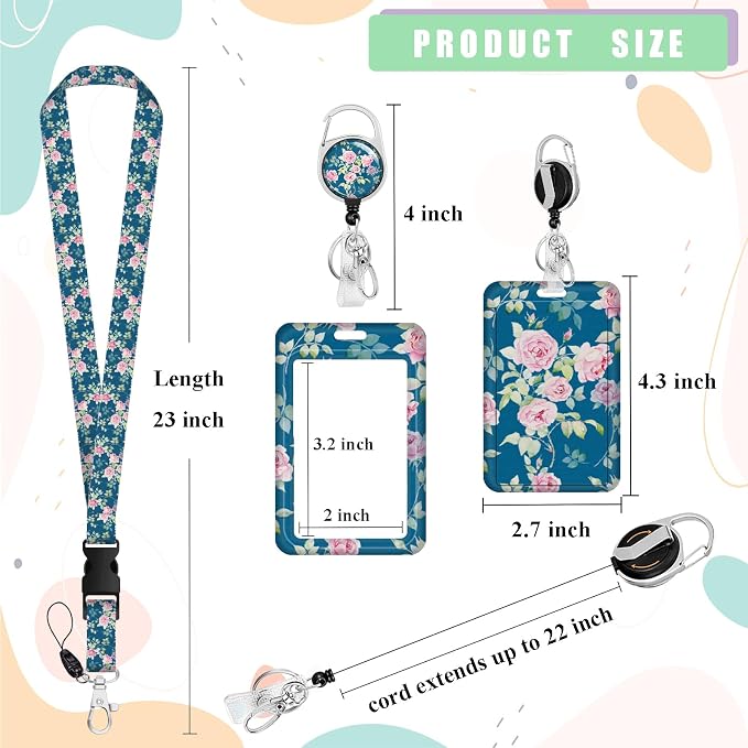 ID Badge Holder with Lanyard, Retractable ID Badge Card Holders Detachable Neck - Image 4