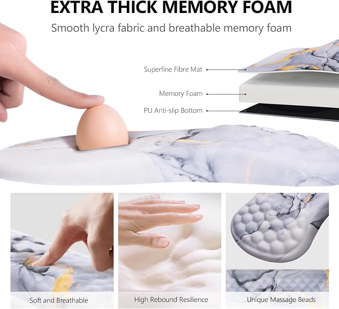 Mouse Pad Wrist Support, Laokiiy 2 in1 Keyboard Wrist Rest+ Ergonomic Mouse Pad - Image 3