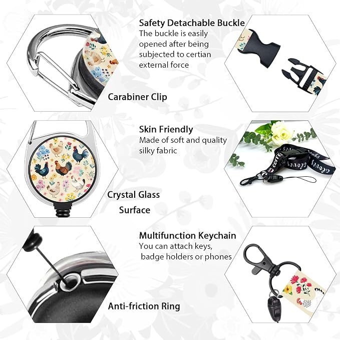 Giancomics Chicken Lanyards for ID Badges, Badge Holder Retractable Reel | - Image 5