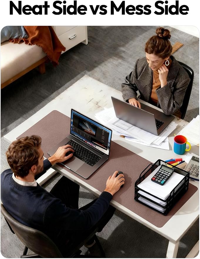 YSAGi Leather Desk Protector, Office Mat, Large Mouse Mat, Non-Slip PU Leather - Image 6