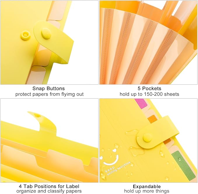 Forvencer Accordion File Organizer, Letter Size, 5 Pocket Expanding File Folder - Image 7