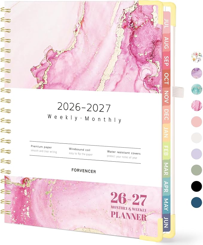 Forvencer Academic Planner 2026-2027, Hardcover Calendar Planner Weekly & by Forvencer