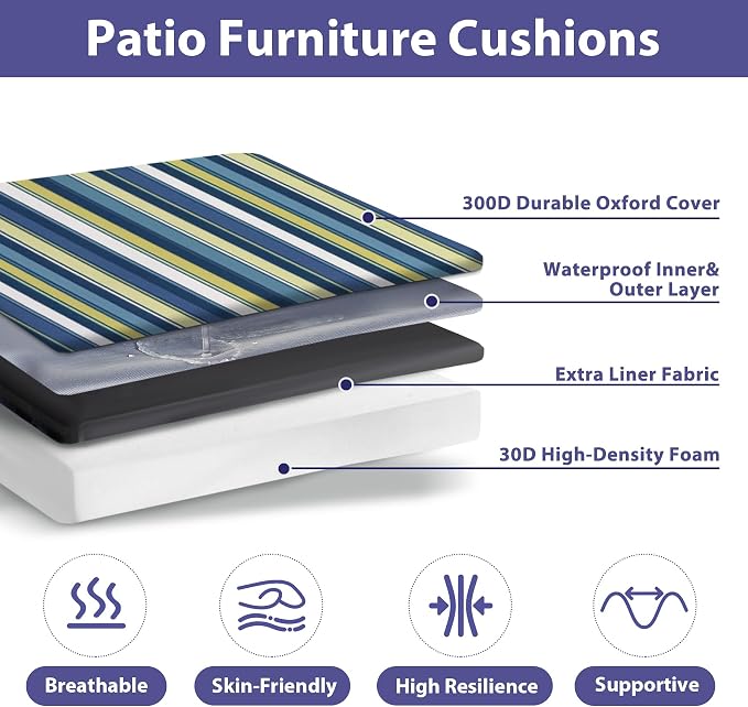 IPYNBAP Outdoor Chair Cushions Set of 4 -Waterproof Outdoor Seat Cushions - Image 2