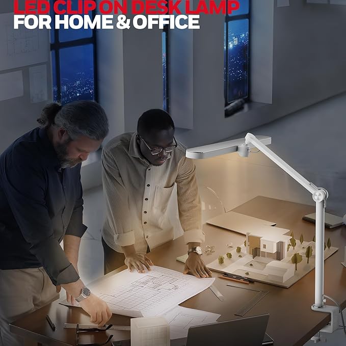 Honeywell LED Desk Lamp with Clamp - 05B02 Sunturalux Clip On Desk Light Eye Caring Natural Light 4000K 1300LM Stepless Brightness Dimmable Table Lamp Full Metal Desk Lamps for Home Office Work Study-DeskLoop Office