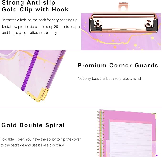 Spiral Clipboard Folio with Refillable Notepad, Cute Clipboard Folder, 5 - Image 6