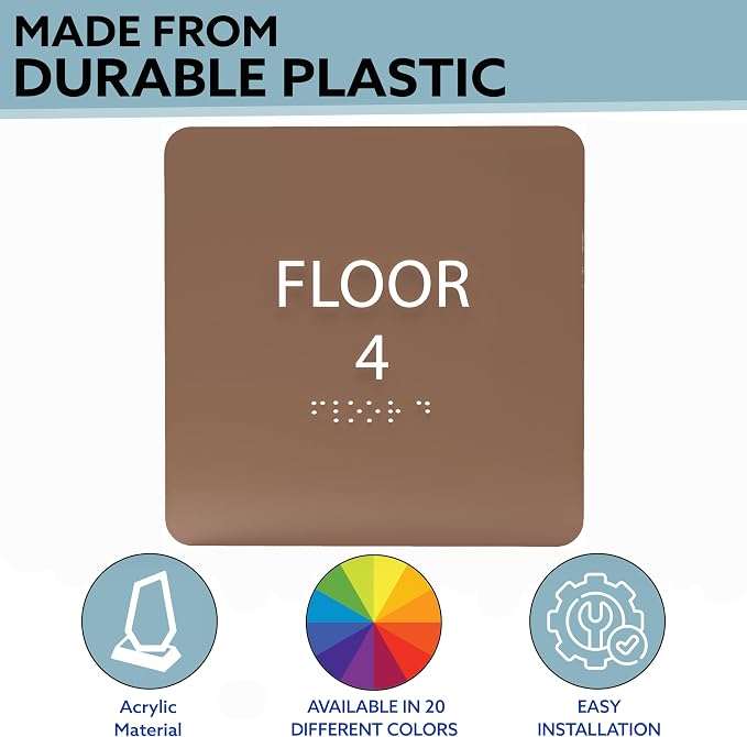 Clean Grey ADA Floor 4 Sign - Image 2
