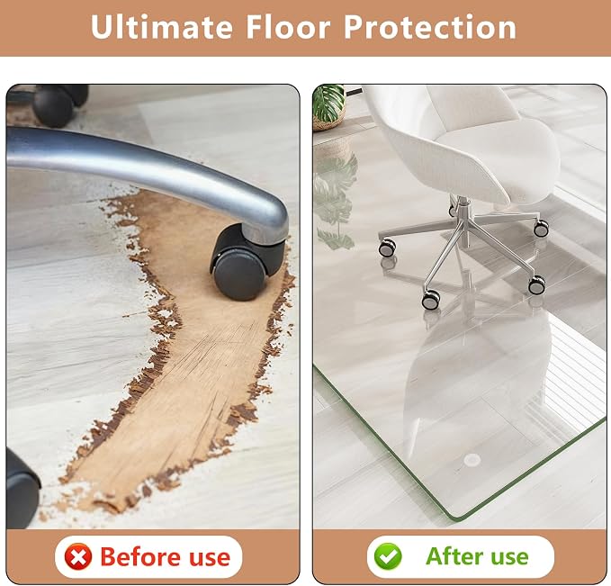 Tempered Glass Chair Mat for Carpet & Hard Floor, Non-Slip Pads, Rounded - Image 7