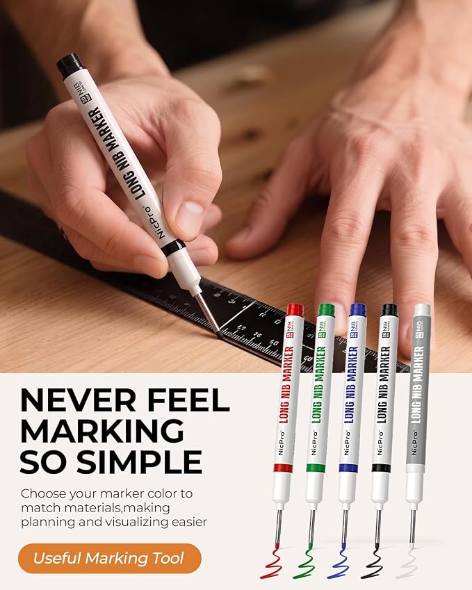 Nicpro 15 PCS Long Nib Marker Pens, 20mm Deep Hole Marker, Quick Dry & - Image 5