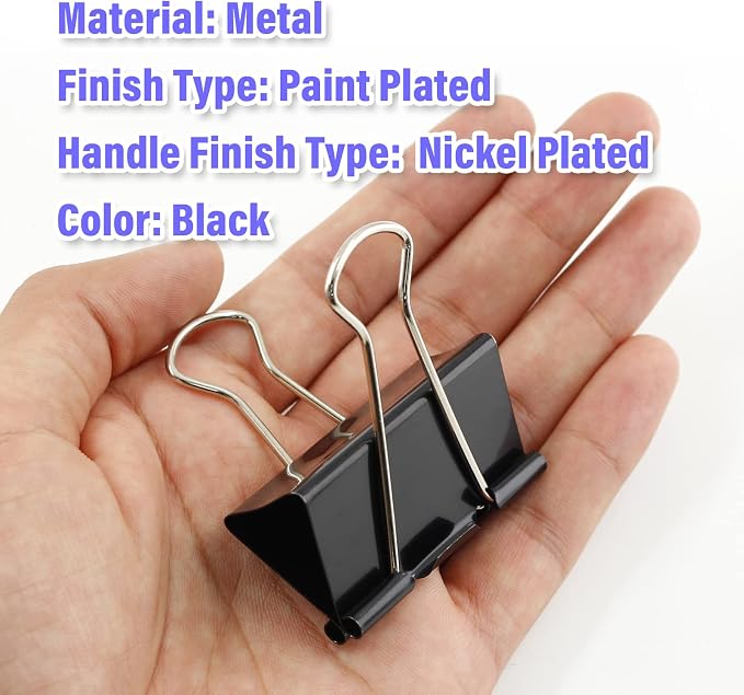 20 Pack Extra Large Binder Clips Black Paper Clips, 2 Inch / 51mm Huge Binder - Image 4