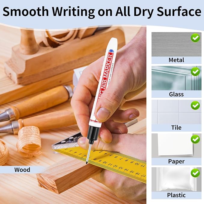 15 Pcs Long Nib Marker, 20 mm Long Head Deep Hole Marker Pens, Fine Nose Tip - Image 5