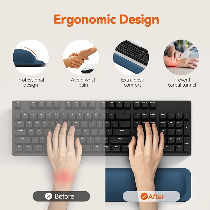 TECKNET Wrist Rest for Computer Keyboard, Thicken Memory Foam Wrist Support Pad - Image 2