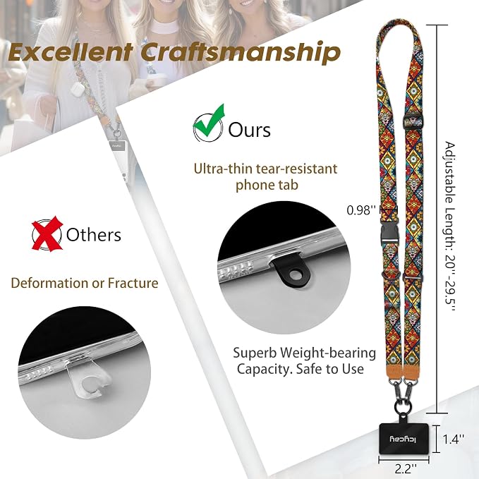 Icycay Phone Lanyard Crossbody, Boho Cell Phone Strap - Image 5