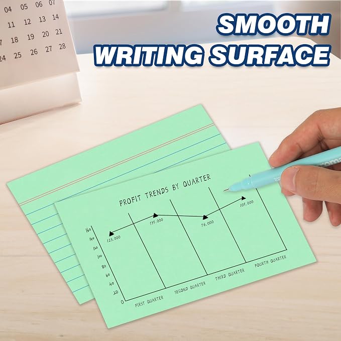 Chell 500 Count Index Cards 3x5 Inch Heavyweight, Ruled Front and Blank Back - Image 5