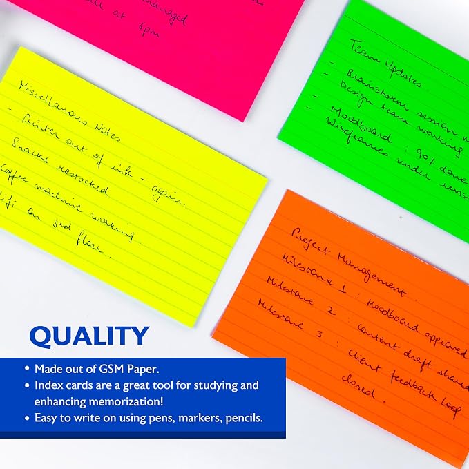 BAZIC Products Fluorescent Ruled Index Cards, 3 x 5 in, 75 Ct, 36-Case | fully - Image 4