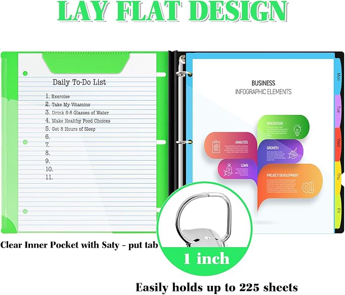 INFUN 1 Inch Telescoping Project Organizer Binder-2PCS, 13 Pocket, Customizable - Image 3