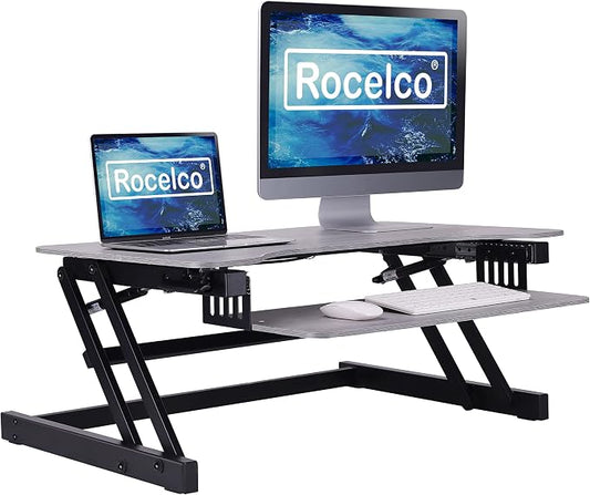 Rocelco 37.5" Deluxe Height Adjustable Standing Desk Converter by Rocelco