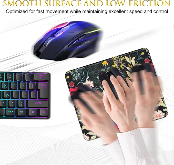 JIKIOU 3 Pack Mouse Pad with Stitched Edge, Portable Size-10.2x8.3in Flowers | - Image 4