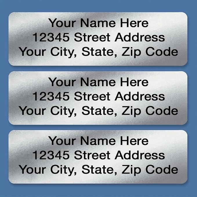 Personalized Return Address Labels, Roll of 125 Silver Foil Self-Adhesive - Image 3