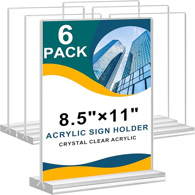 Arrobust Acrylic Sign Holder 8.5 x 11, Double Sided Clear Acrylic Display Table by Arrobust