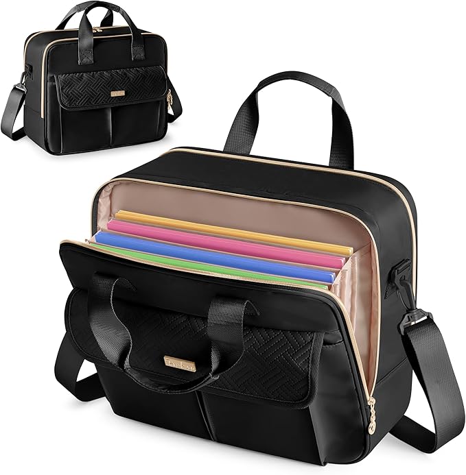 Teacher Bag with Accordion File Organizer, 15.6 Inch Laptop Briefcase by Prokva