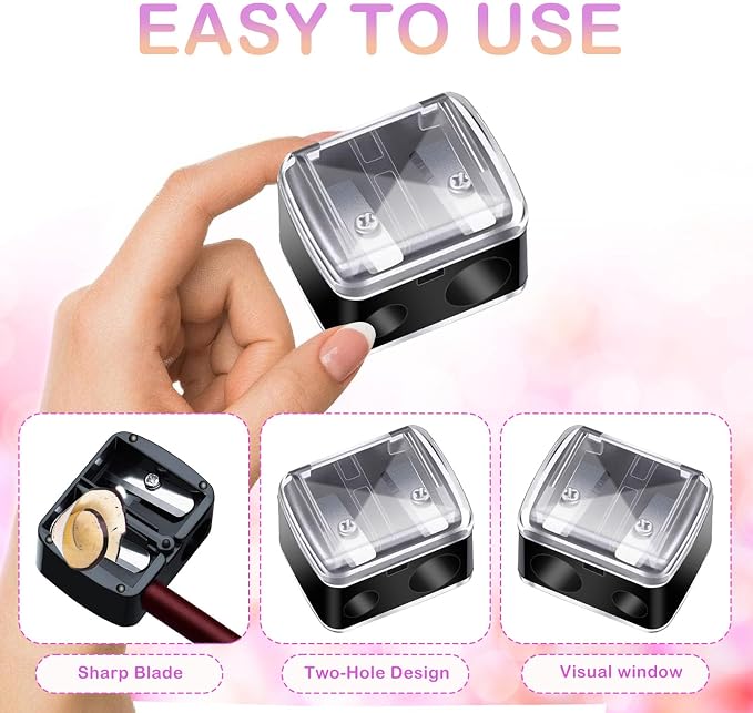 Makeup Pencil Sharpener, 4 Pack Dual Hole Cosmetic Pencil Sharpener - Image 3