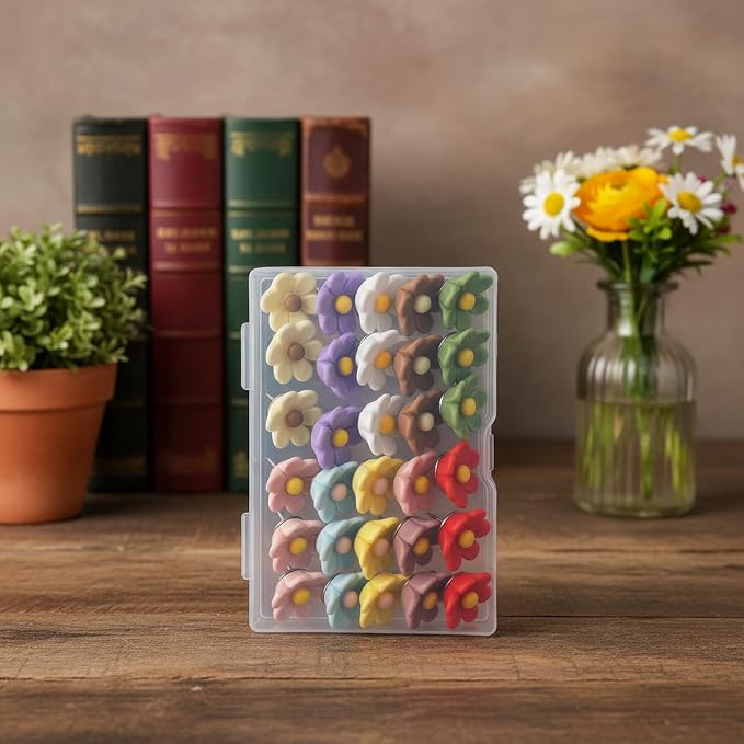 30pcs - 10 Colors Flower Push Pins Cute Thumb Tacks - Image 7