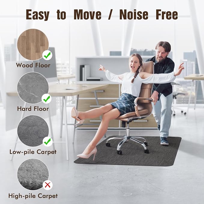 Blvornl Office Chair Mat for Hardwood Floor and Low Pile Carpet, 47.2"x 60" - Image 3