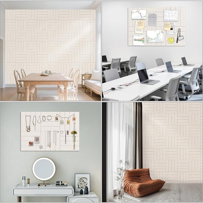 Large Cork Board Strips for Wall, 6 Pack Fabric Wall Tiles - Image 8