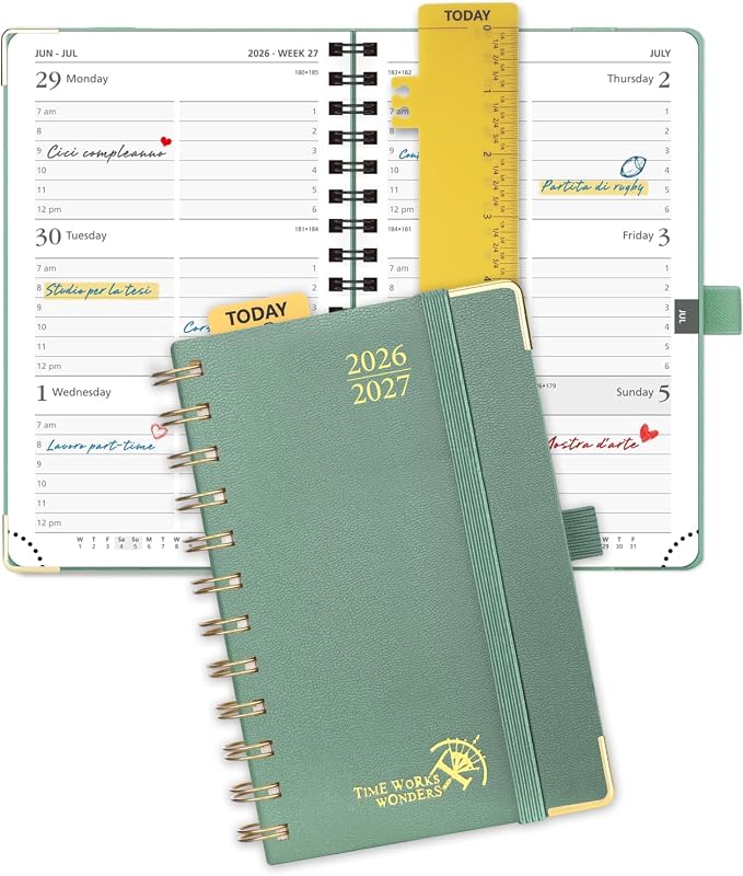 POPRUN Pocket calendar 2026-2027, pocket planner Jul 2026-Jan 2027, 6.5" x 3.5" by POPRUN