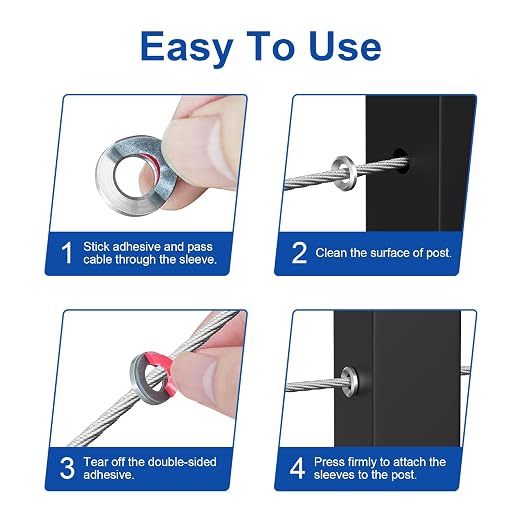 BLIKA 100Pack Cable Railing Adhesive Sleeves - Image 5