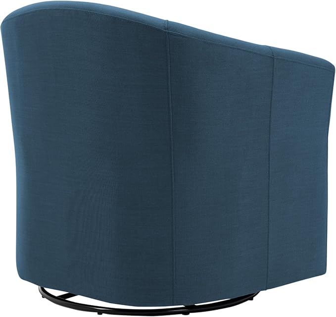 UIXE 360° Swivel Barrel Accent Chair, Modern Round Arm Chair Upholstered Club Armchair, Single Sofa Seating in Fabric for Living Room, Bedroom (Blue)-DeskLoop Office
